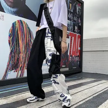 

Women Pants Harajuku Summer Retro Printed Patchwork High Waist Pocket Trousers 2019 New Fashion Casual Streetwear Pants Unisex