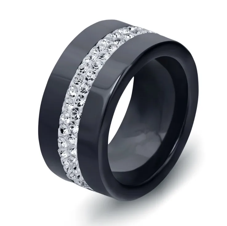 Новые летние хрустальные из болгарийской натуральной Infiniti черные и белые керамические кольца для женщин модные ювелирные изделия парные кольца