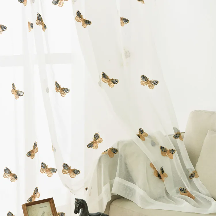 

Modern Embroidery Tulle Curtains For Living Room|Kids Bedroom Tulle Curtain Sheers|Window Treatment Screen White Tulle Curtain