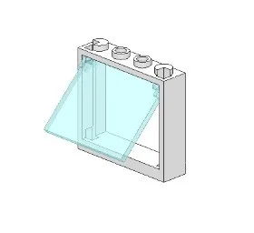 Элементы кирпича белое окно 1x4x3 с прозрачным голубым стеклом Классический