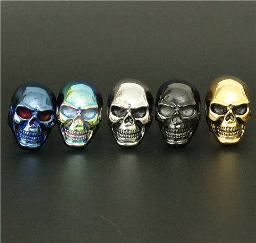 

Charming Colorful Skull Ring Big Huge Ghost Skull Ring 316L Stainless Steel Men Boys Polishing Biker Ring