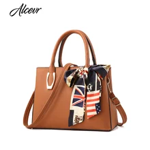 ALCEVR женская сумка-тоут с верхней ручкой из искусственной кожи женская сумка на плечо бант шарфы декор Женская сумка через плечо дизайнерская для Feminina