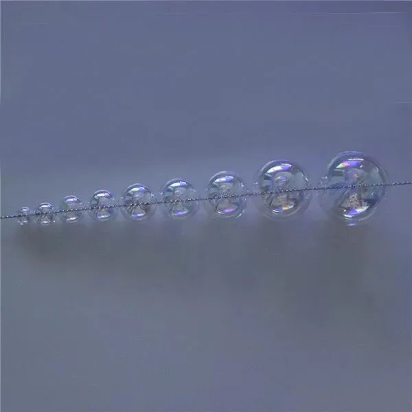 8/10/12/14/16/18/20/25/30mm Rainbow glass globe bubble round ball double hole hollow glass orb vial pendant accessories 50pcs