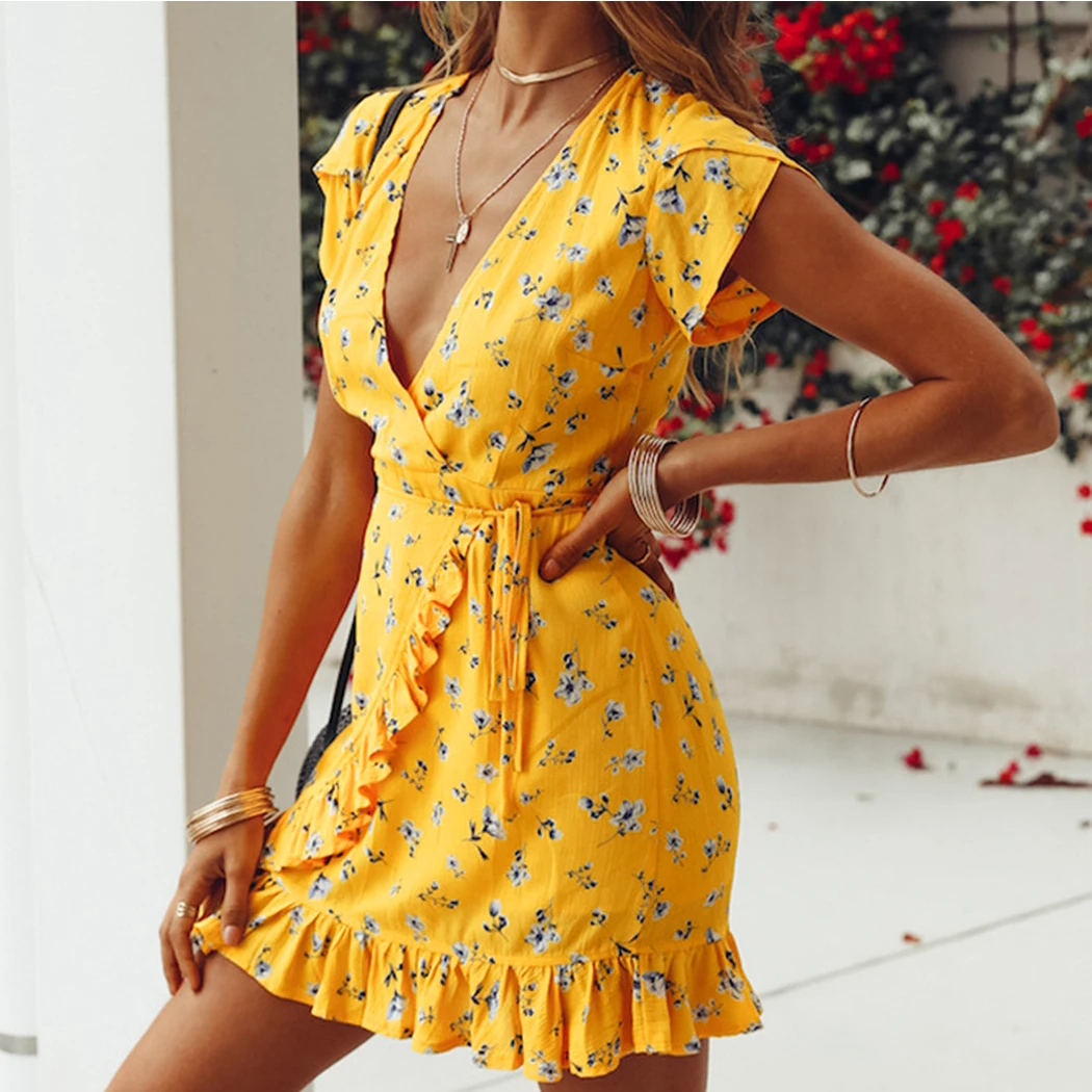 yellow summer dress with sleeves