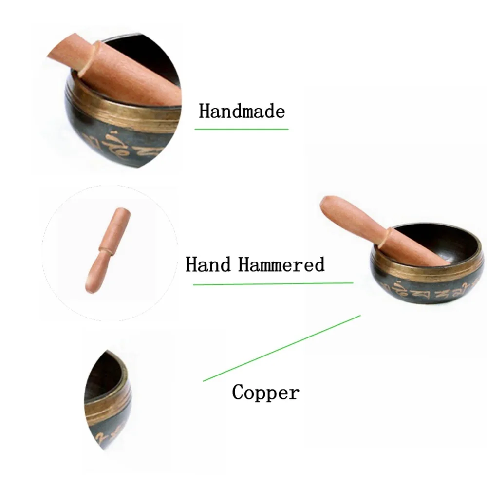 Медная тибетская Поющая чаша для йоги, набор, ручная работа, для медитации и молитвы, чакра, гималайский кристалл, украшение для дома, декоративная