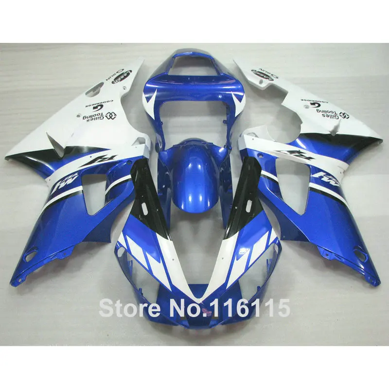 Новый комплект обтекателей из АБС-пластика для YAMAHA YZF R1 2000 2001 белый синий черный 00