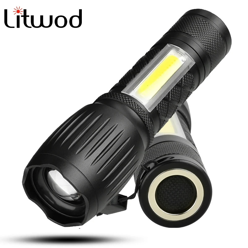 Litwod Z35 104 светодиодный фонарик T6 + COB Zoom водонепроницаемый алюминиевый фонарь с