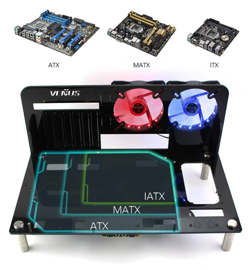 Персонализированные DIY акриловые стойки PC шасси Чехол горизонтальный водяное охлаждение ATX/Matx открытый голый геймер хост коробка gabinete computador