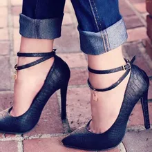 SHOFOO/элегантная и стильная обувь; ; Черная кожа; обувь на высоком каблуке 11 см; туфли-лодочки с острым носком; Размеры: 34-45
