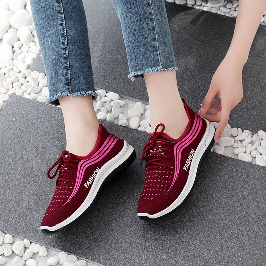 Women's Fashion Casual Breathable Lightweight Lace Up Shoes Sport Running Shoes shoes woman platform sneakers sneakers platform