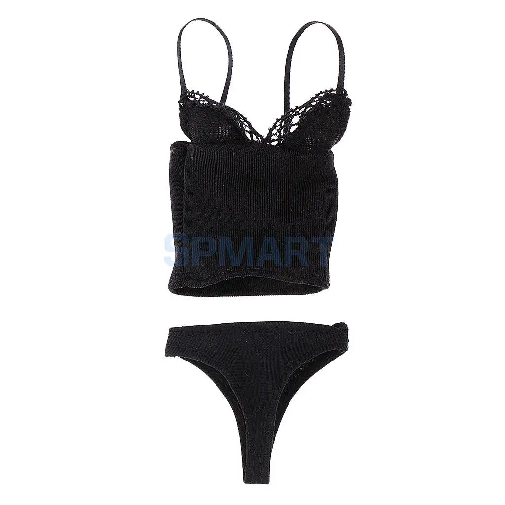 1/6 Scale Black Female Lingerie Underwear Bra Briefs Bikini Set for 12