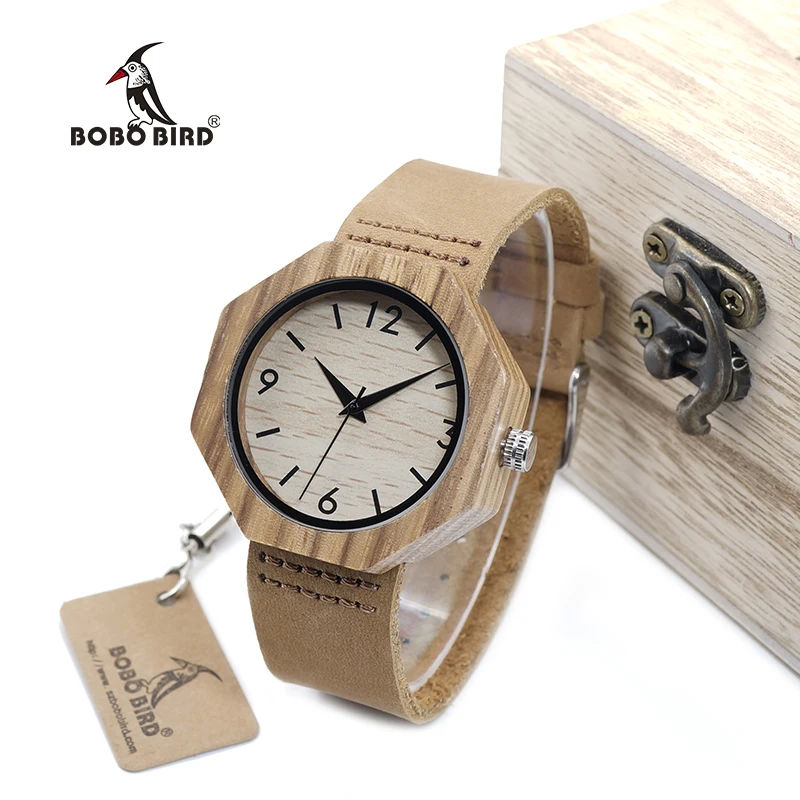 

BOBO Zebra Wood Watches Japan Quartz Wristwatches Orologio da donna Top Luxury Brand Design Watches Soft Leather Band D03