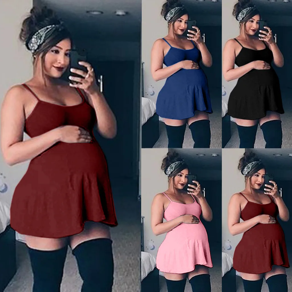 

Sexy Maternity Clothes Pregnancy Women's Ruffles Nursing Dress Strap Vest Breastfeeding maternity clothing summer sleeveLess Set