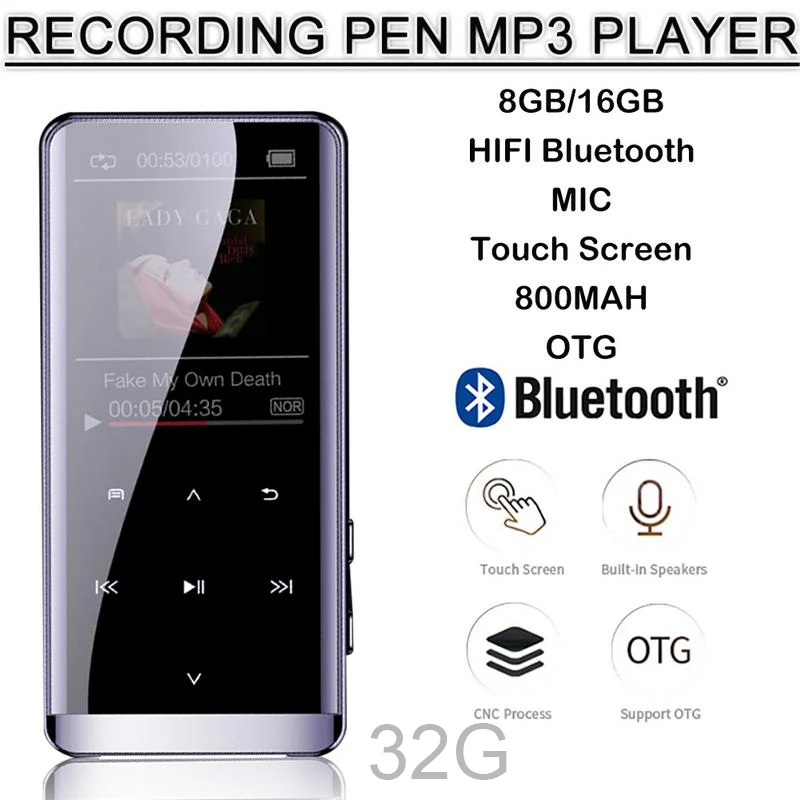 MP4 плеер Bluetooth мини MP5 без потерь HIFI 5D сенсорный экран Walkman музыкальный плеер HSJ-19