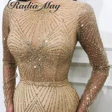 Блестящие золотые вечерние платья с длинными рукавами и блестками в арабском стиле, длинные женские вечерние платья в стиле русалки, Абая кафтан, Дубай, платье на выпускной