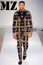 Classical Brand Suit Men Singers GD Chi-Long Golden Letters slim Suit Costumes Stage Formal Dress prom groom party suit ! M-5XL