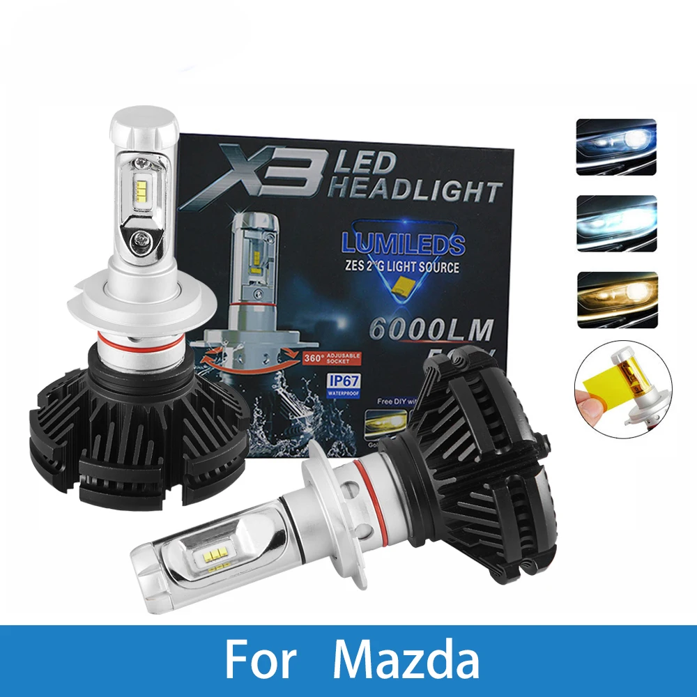 

LED Car Headlight Bulb H4 H7 H11 H1 H3 12V Auto Lamp For Mazda B2300/B2600/Bongo Friendee/CX-5/E1800I/E2000/E2200/Miata/MPV/MX-3