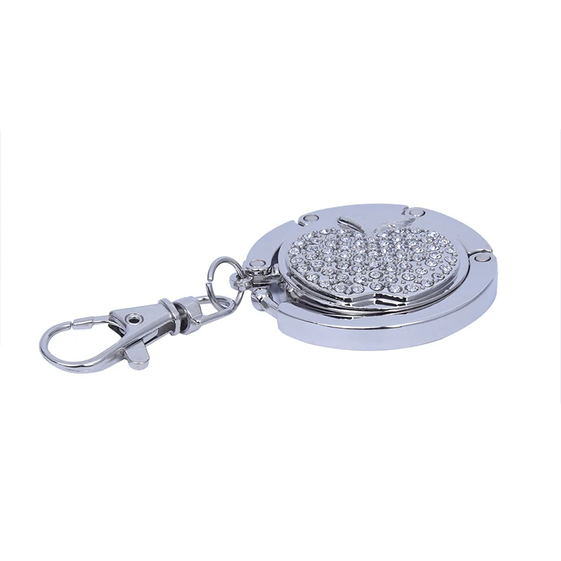 

Apple-Folding Handbag Purse Metal Rhinestone Hook Hanger Holder Keyring