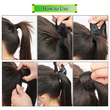 SNOILITE Long wavy Clip In Hair Tail False Hair Ponytail Hairpiece With Hairpins Synthetic Hair Pony Tail Hair Extensions 5
