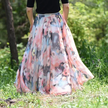

Saia Midi Direct Selling Rushed Free Shipping Free 2019 Summer Holiday Beach Code Printed Chiffon Skirt Bohemian Fairy Skirts