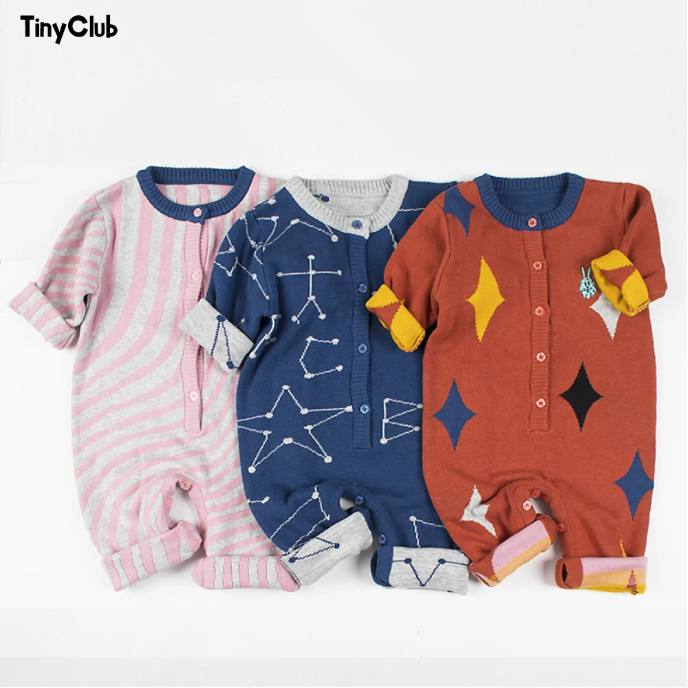 

Baby Knitted Romper Cotton Plaid Overall Infant Onesie Playsuit Autumn Spring lovely Winter boys girls Tiny Cottons Child gift