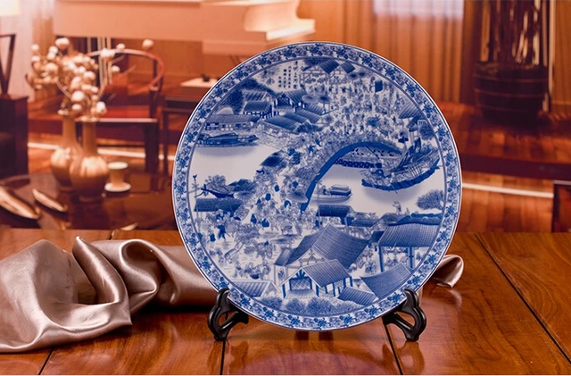 chinese antique blue white porcelain wall decorative ceramic plates