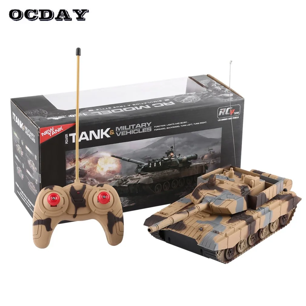 OCDAY 1:20 4CH RC Tank On The Radio Remote Control Military Vehicle Armored Battle Tanks Turret Rotation Light & Music RC Toys