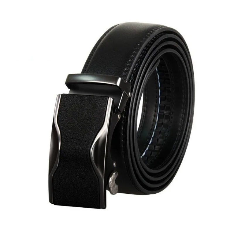 

SOEI Black Alloy Automatic Belt Men Excellent Cow Genuine Leather Waist Belt Men Fashion Designer Black Brown Belt High Quality
