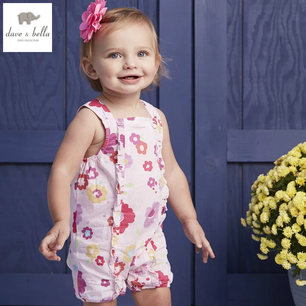 

DB4415 dave bella summer new born baby girls cotton romper infant romper kids lovely clothes 1 pc children toddle romper