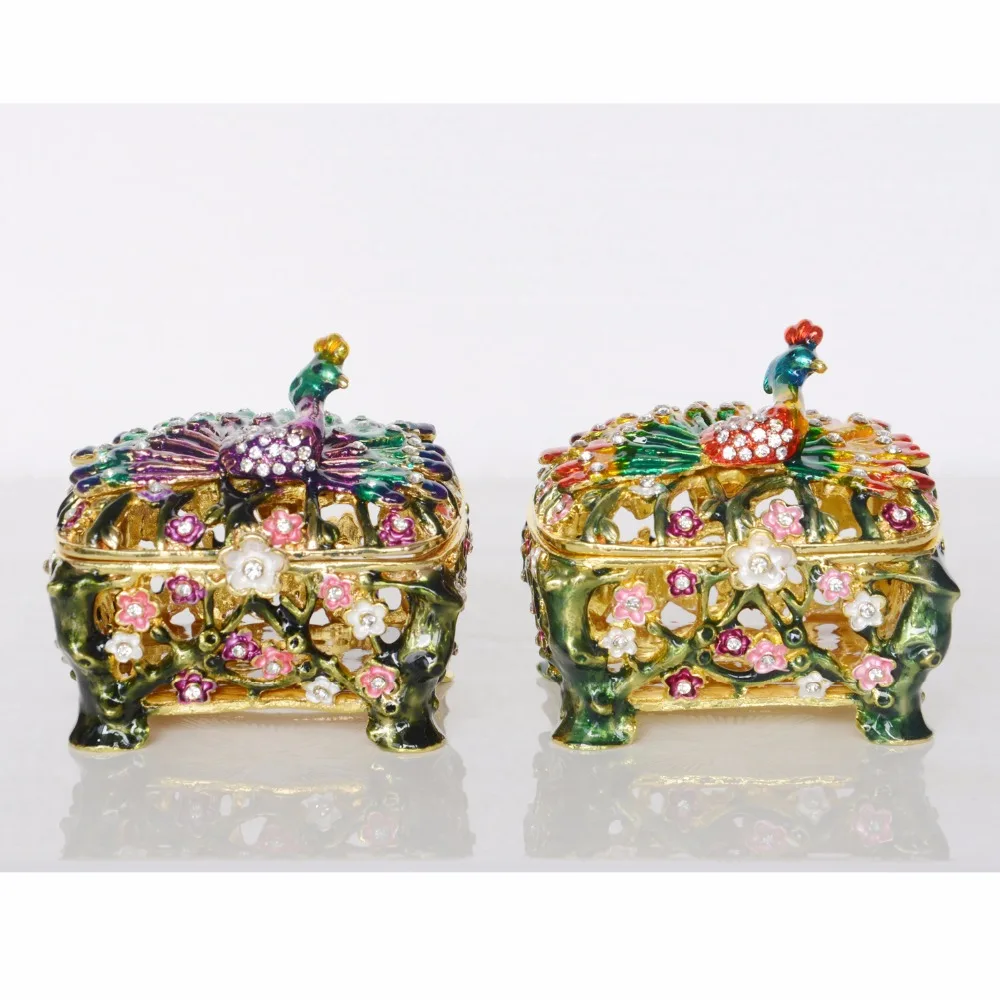 TBP1562-peacock figurine jewelry trinket box