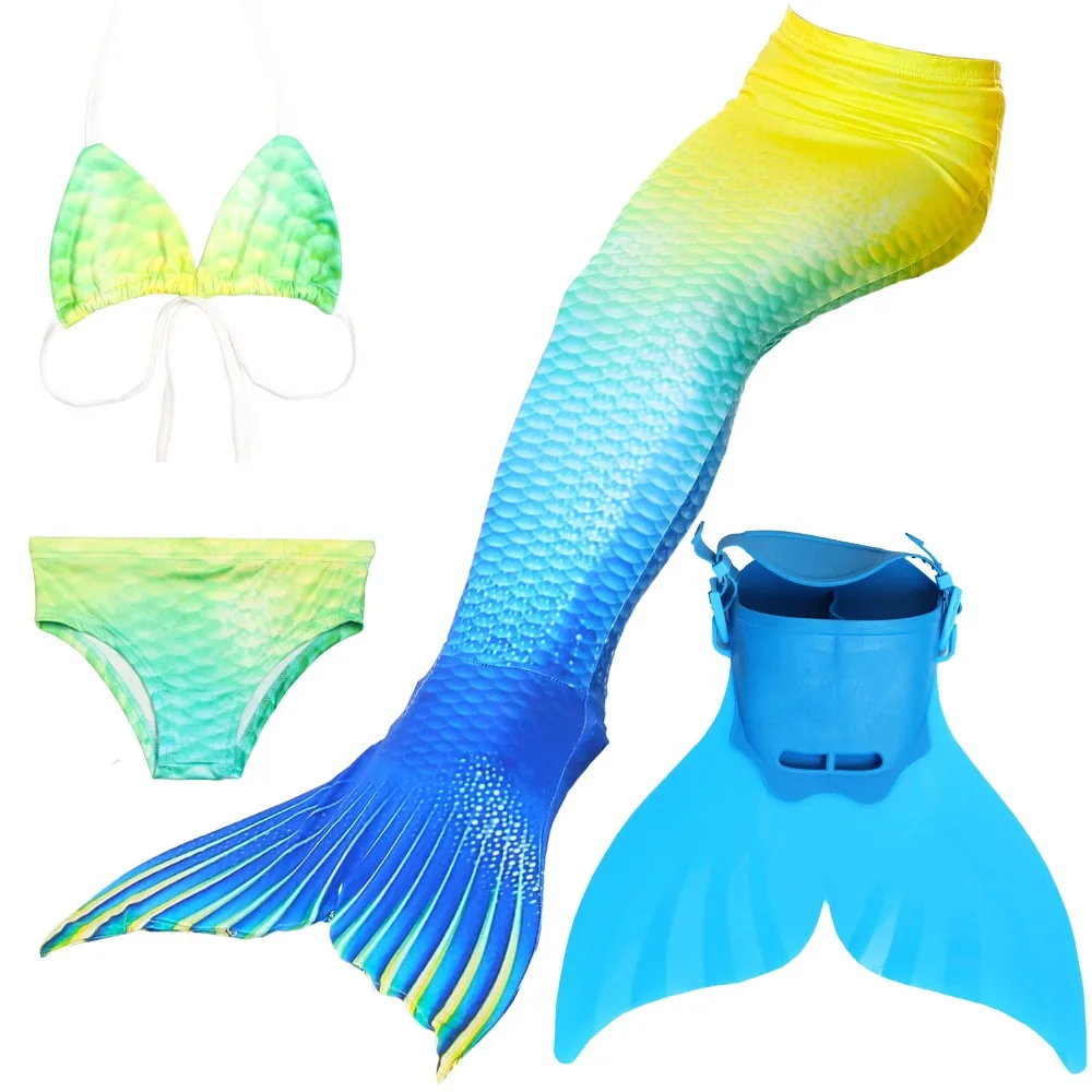 4pcs-set-Swimmable-Children-Mermaid-Tail-With-Monofin-Fin-Girls-Kids-Swimsuit-Little-Mermaid-Tail-Costume