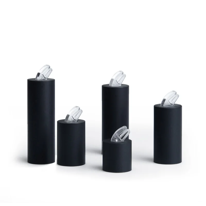 FANXI Vogue Ring Display Holder Black Matte Acrylic Jewelry Display Set with 7 pcs Ring Expositor Jewelry Organizer Showcase