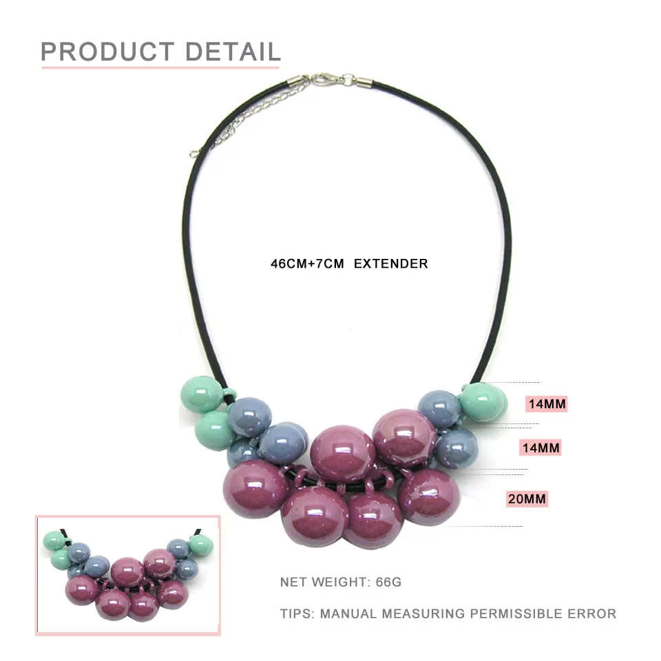 Dandie различных размеров Красного акрилового бисера Короткое ожерелье, элегантный тренд ювелирных изделий ожерелье
