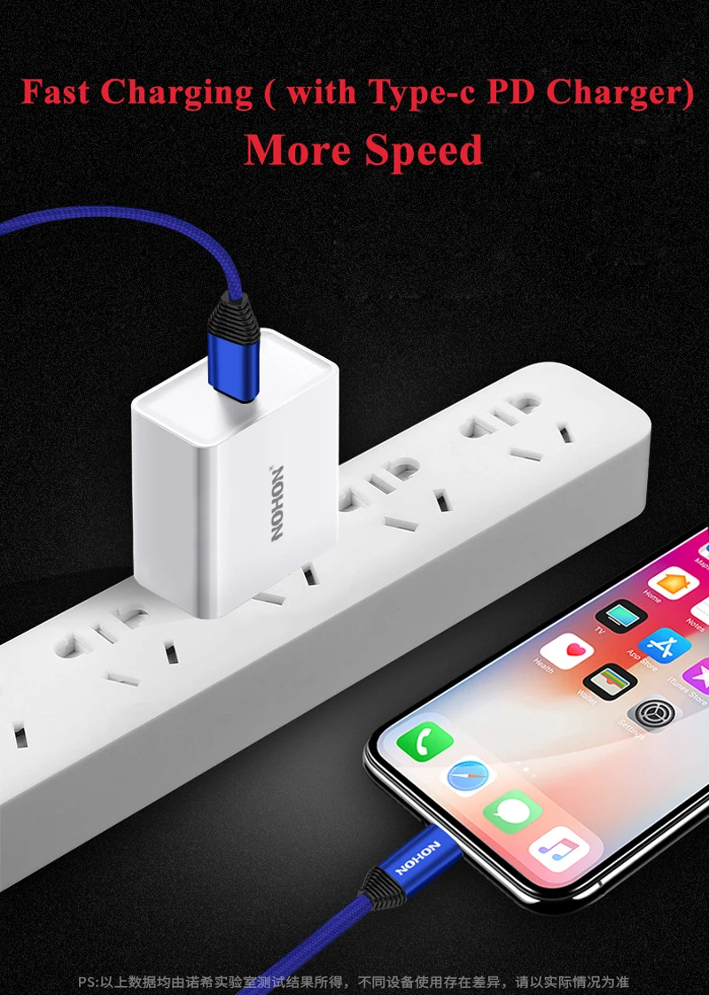 Nohon Type-C PD Cable to For Lightning iPhone X 8 Plus 8P 8 pin Phone Data Sync Cables For iPhone 7 6S 6 Plus 5S 5 Fast Charging Details (04)
