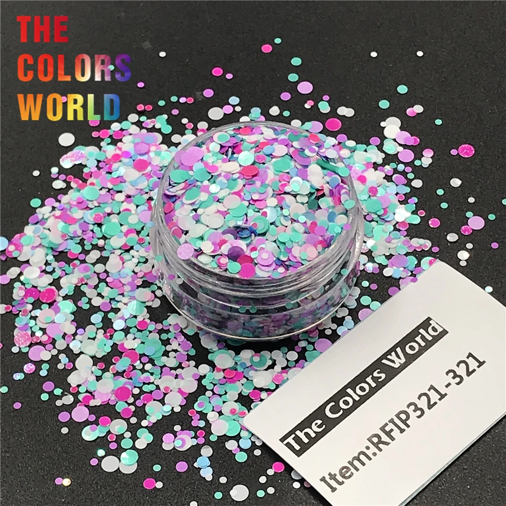 TCT-262  Mix Color Round Dot Shape Nails Glitter Nails Art Decoration Body Glitter Tattoo Gel Makeup Face Painting Festival DIY