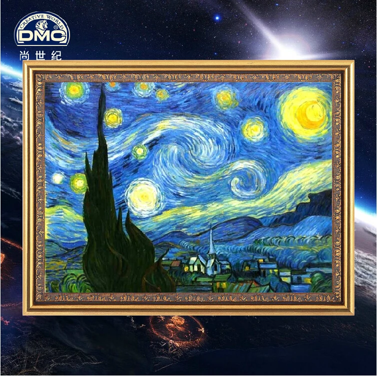 

Needlework,DIY DMC Cross stitch,Sets For Embroidery kits,Van Gogh country Star sky oil painting Scenic Pattern Cross-Stitch