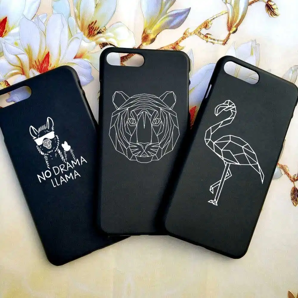 

Animals Flamingo Cat Horse Tiger Case For iphone 5 5S SE 6 s 6s 8 plus X XS Art Lines Hard Plastic Phone Case For iphone 7 case