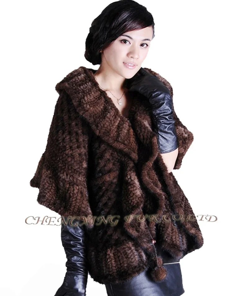 

CX-B-M-58F Women Genuine Mink Fur New Fashion Style Fur Shawl