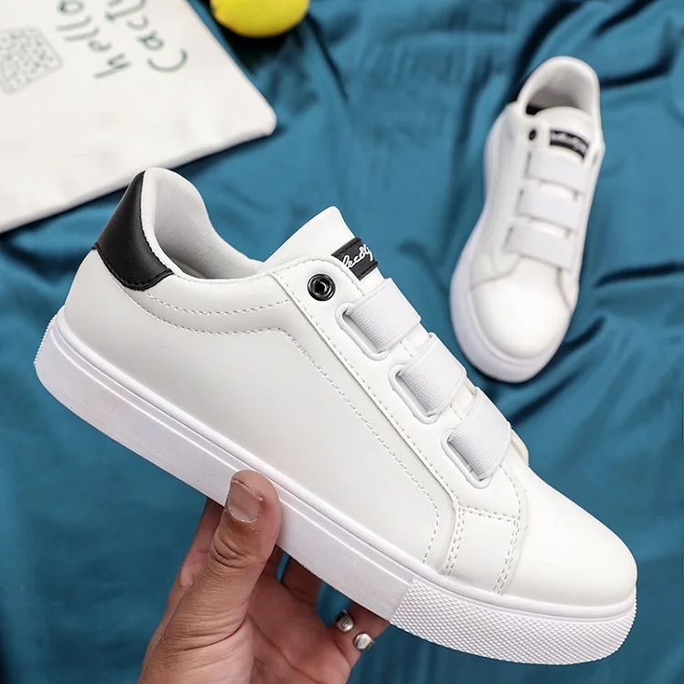 Spring Autumn Man Skateboarding Leather stitching Shoes Sneakers Breathable Elastic band  Hard-Wearing Round head Flat Shoes Man (24)