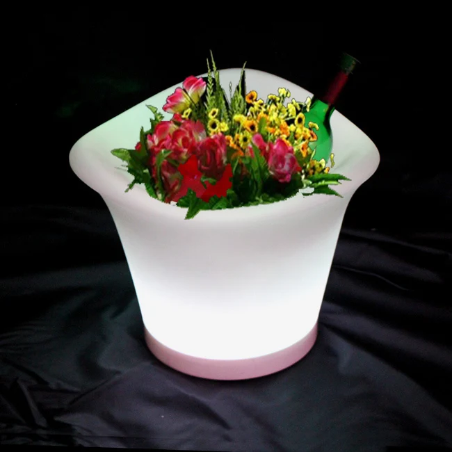 Cheap Modern LED Lighting Planter rechargeable color changing light up flower pots with remote control factory direct sale 12pcs/Lot