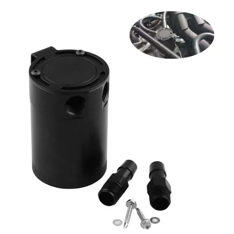 

Universal Racing Baffled Oil Catch Can Reservoir Tank 3-Port Oil Catch Tools New