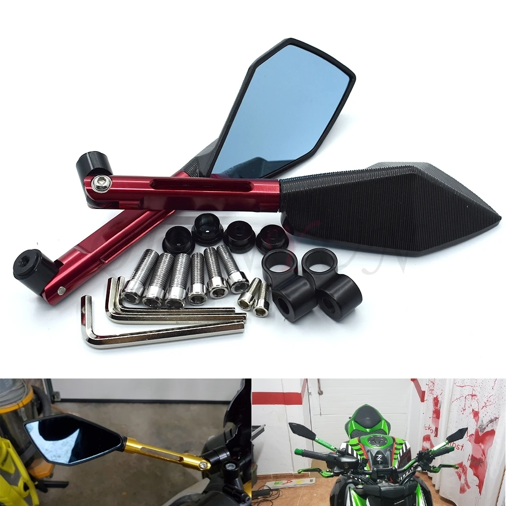 

Universal 8mm 10mm CNC aluminum motorcycle rear view mirror side mirror for Kawasaki ZZR600 ZXR400 Z750S ER-5 ZR750 ER6N ER6F
