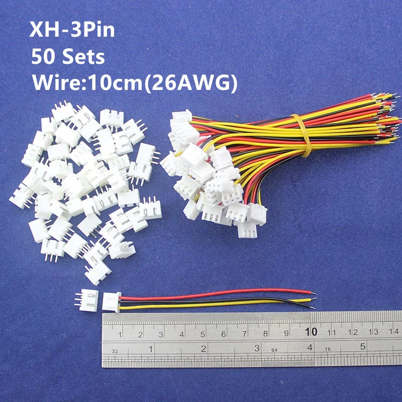 

50 sets 3pin 2.54mm Pitch 10cm wire Pin Header / Housing /Terminal Connector Wire Connectors Adaptor XH-3P Kits
