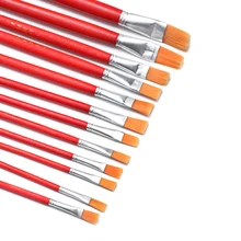 10 шт./компл. акварель гуашь кисти для краски плоские/острый кончик нейлоновые волосы масляные краски ing кисти набор школьные канцелярские творческие принадлежности