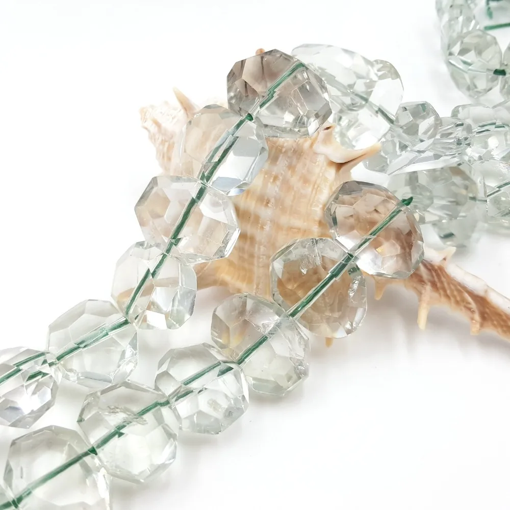 

Lii Ji Natural Green Amethyst Irregualr Faceted Beads Approx 10x14mm-11x15mm 40cm/strand For DIY Jewelry Marking