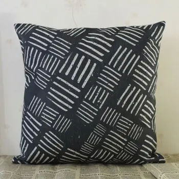

LINKWELL 18x18 inches Black Geometry Gemotric Pattern Ikat Linen Living Room Sofa Bed Pillowcase Decorative Cushion Cover