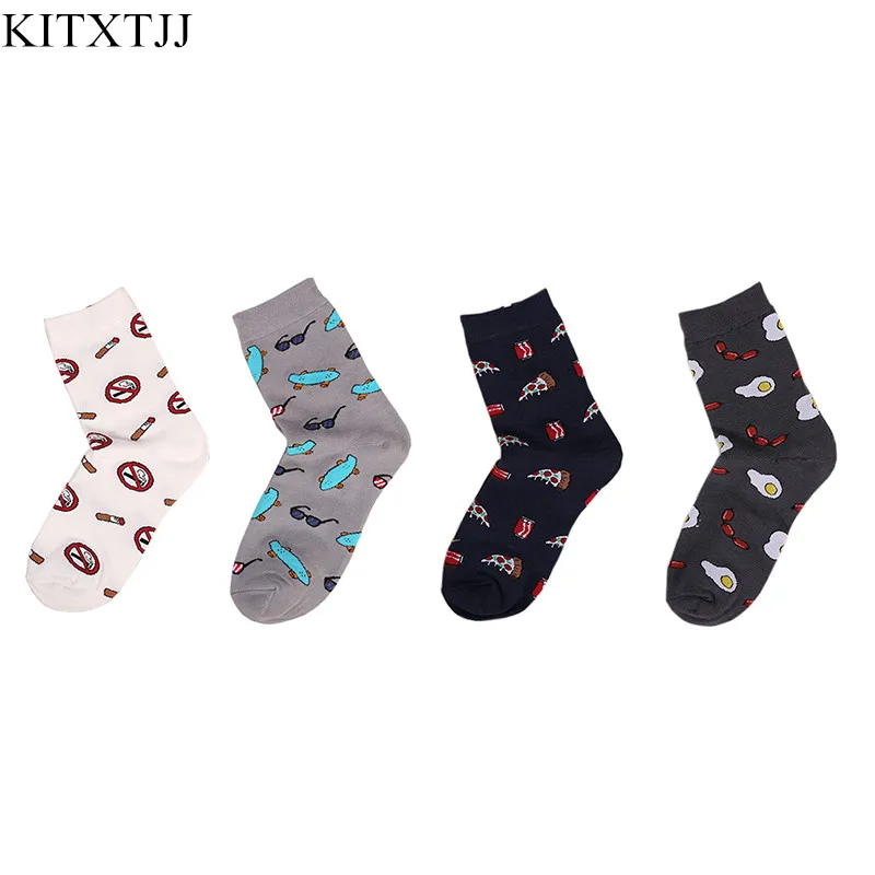 

New Socks Men Cotton Fashion Tide Dress Happy Designer Calcetines Meias Art Sox Cigarette Glass Eggs Pattern Wholesale Autumn