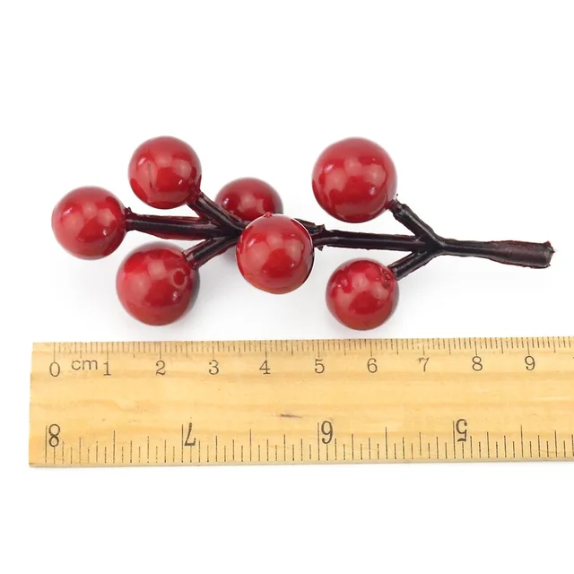 10Dcs7 Fej Mesterséges Mini Cseresznye Bogyók Gyöngy Porcalapú Barkácsos Esküvői Csokor Karácsonyi Dekoráció Szimuláció Gyümölcs Kézműves - Image 4