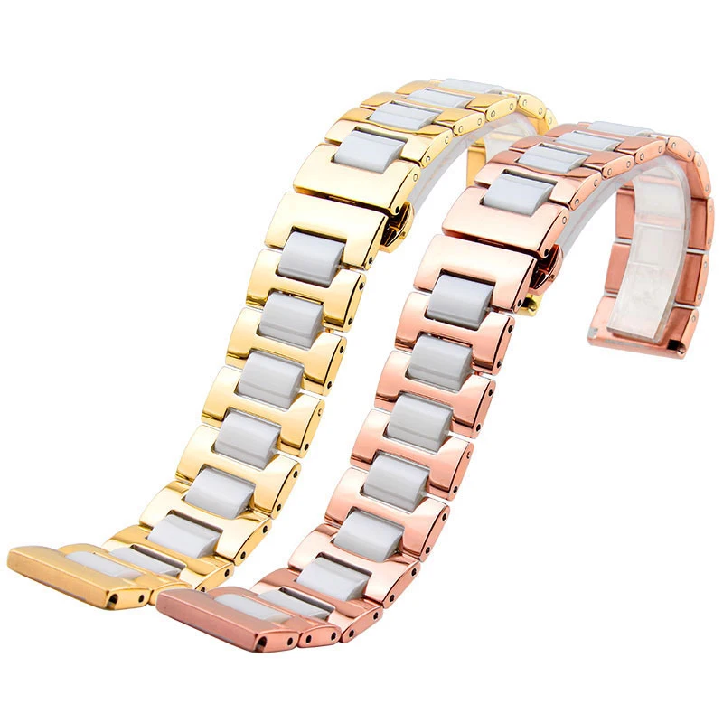 16mm 18mm 20mm 22mm ceramic and stainless steel watchband Rose gold