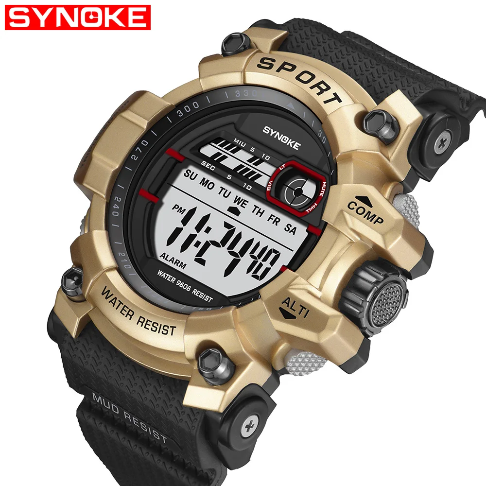 

SYNOKE Mens Digital Watches Waterproof Outdoor Sport Watch LED Display Clock Fashion Watch Men stopwatch Gift for Men Watches